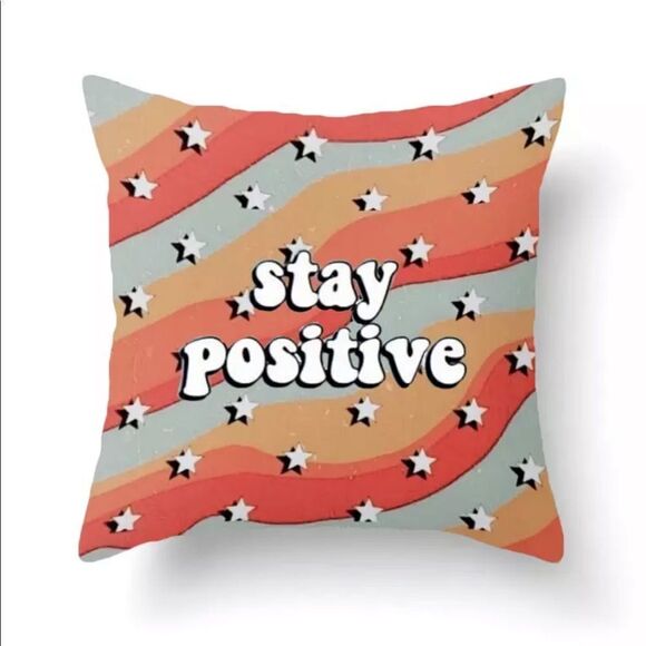 NEW! Urban Outfitters “Stay Positive” Retro Star Pillowcase - Picture 1 of 2